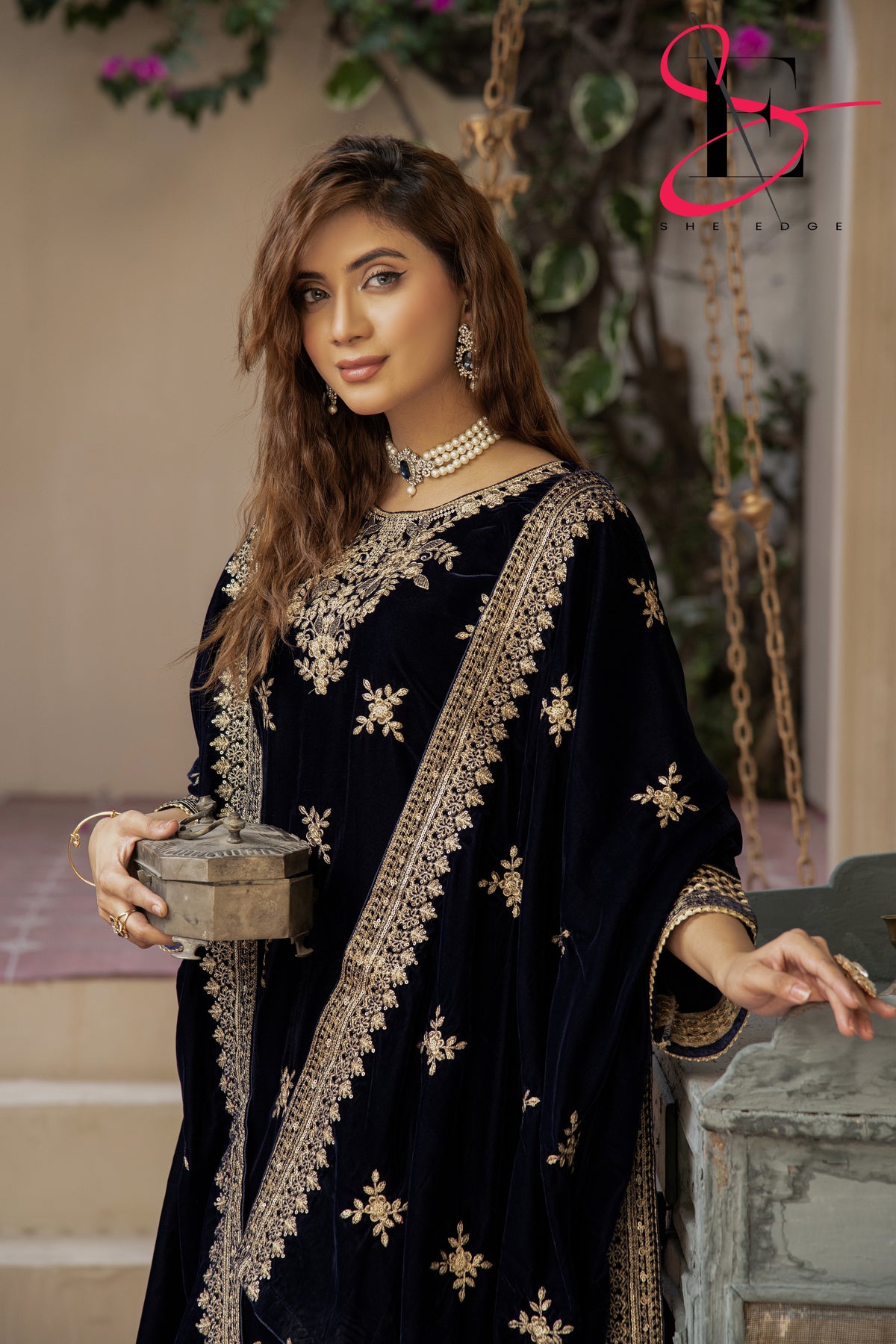 3PC Festive Velvet Dress Embroidered - Winters 2024