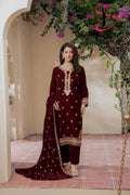 3PC Festive Velvet Dress Embroidered - Winters 2024