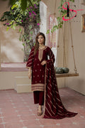3PC Festive Velvet Dress Embroidered - Winters 2024