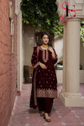 3PC Festive Velvet Dress Embroidered - Winters 2024