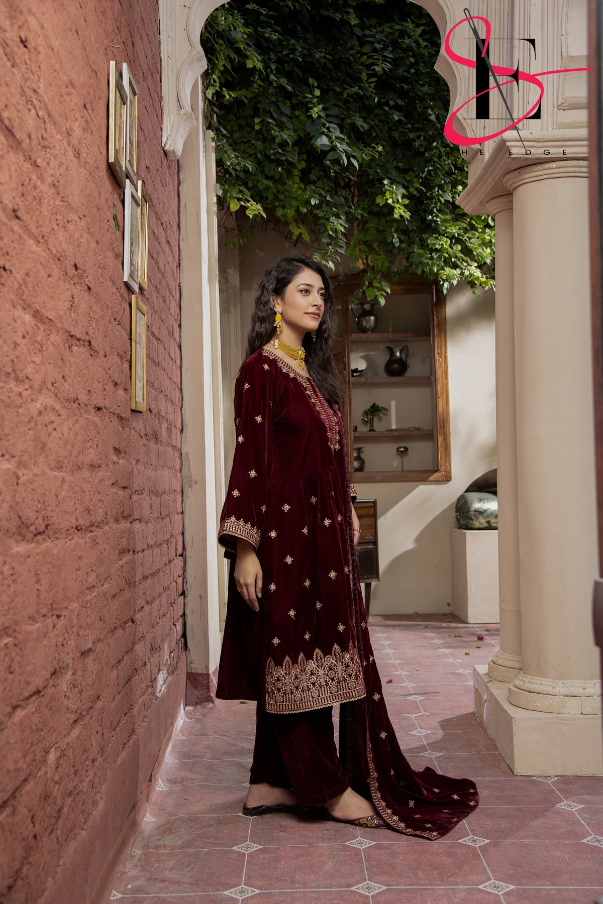 3PC Festive Velvet Dress Embroidered - Winters 2024