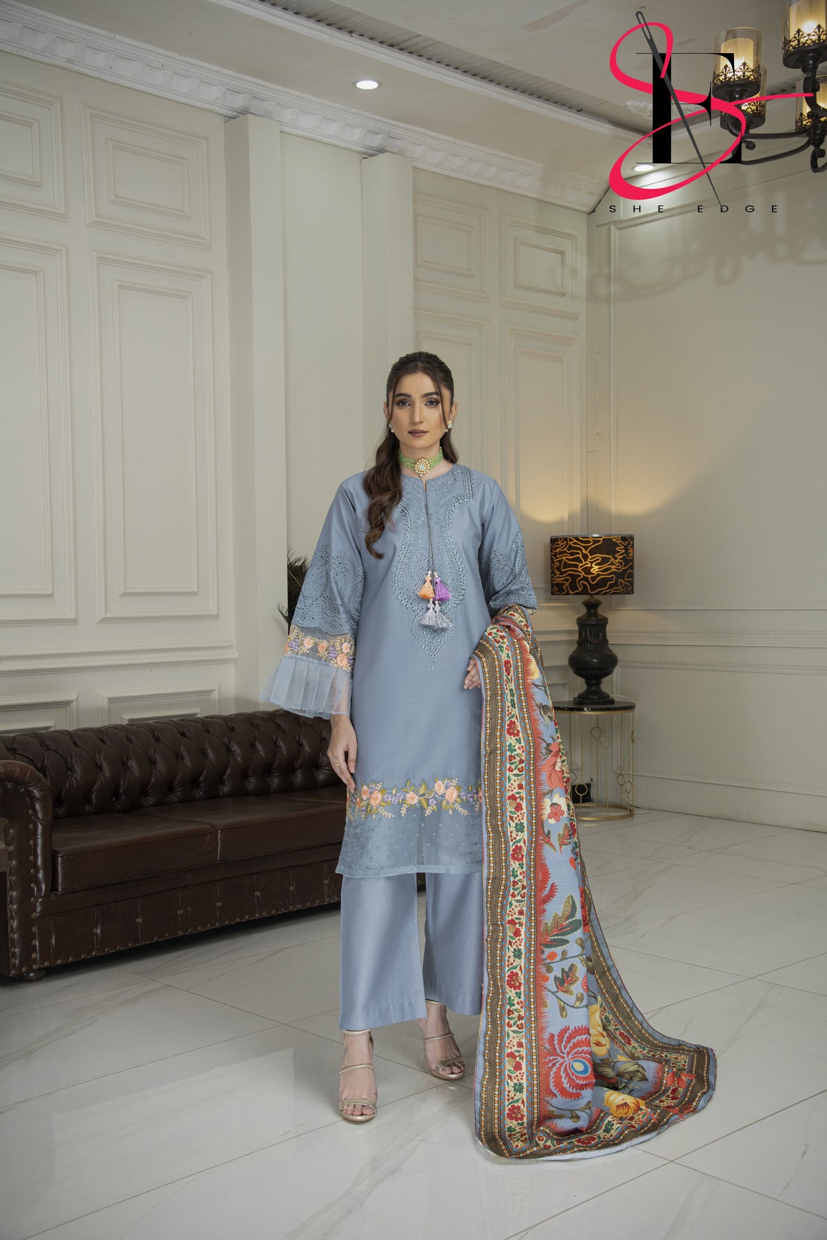 Three Piece Stitched Embroidered Suit - Winters 2024