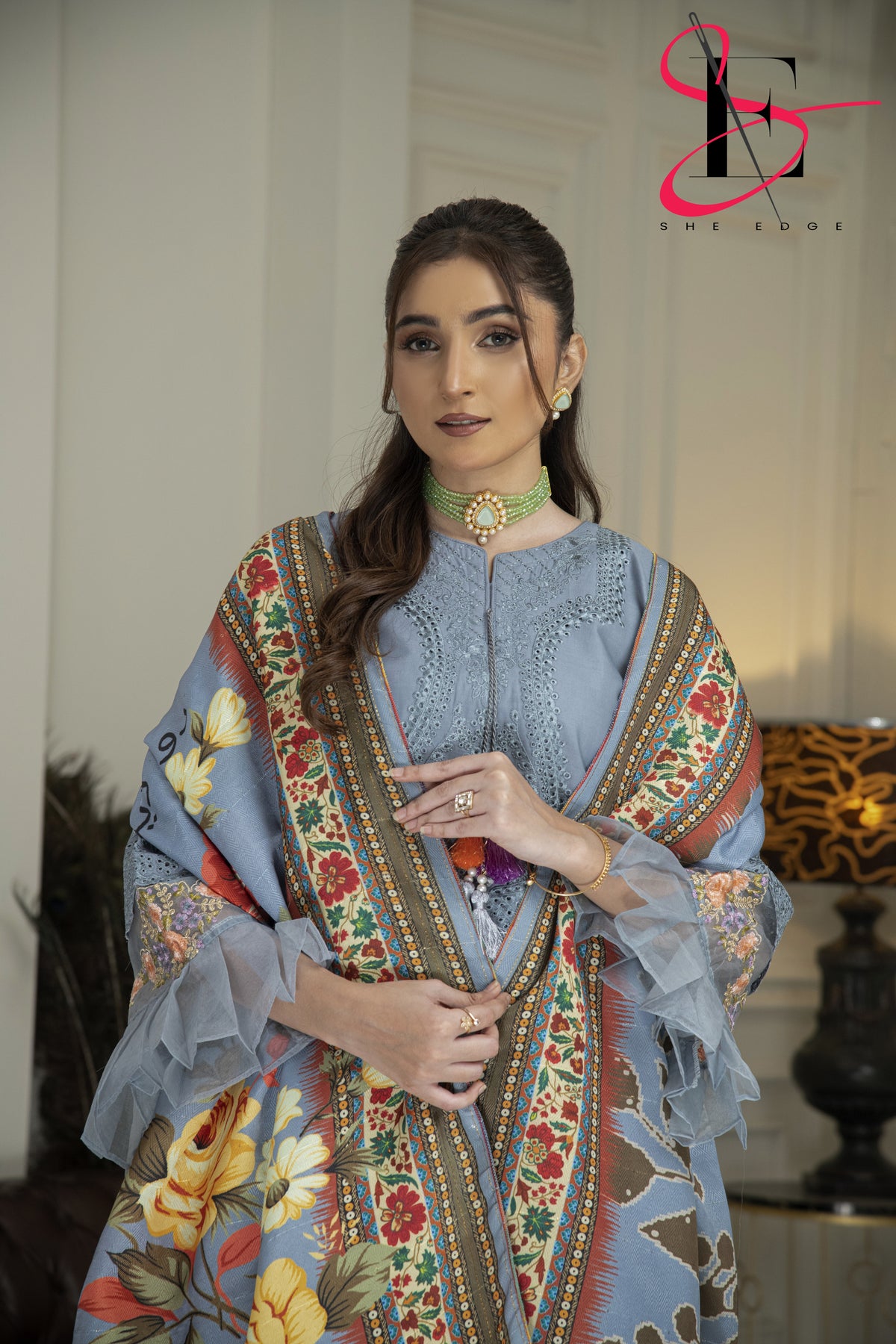 Three Piece Stitched Embroidered Suit - Winters 2024