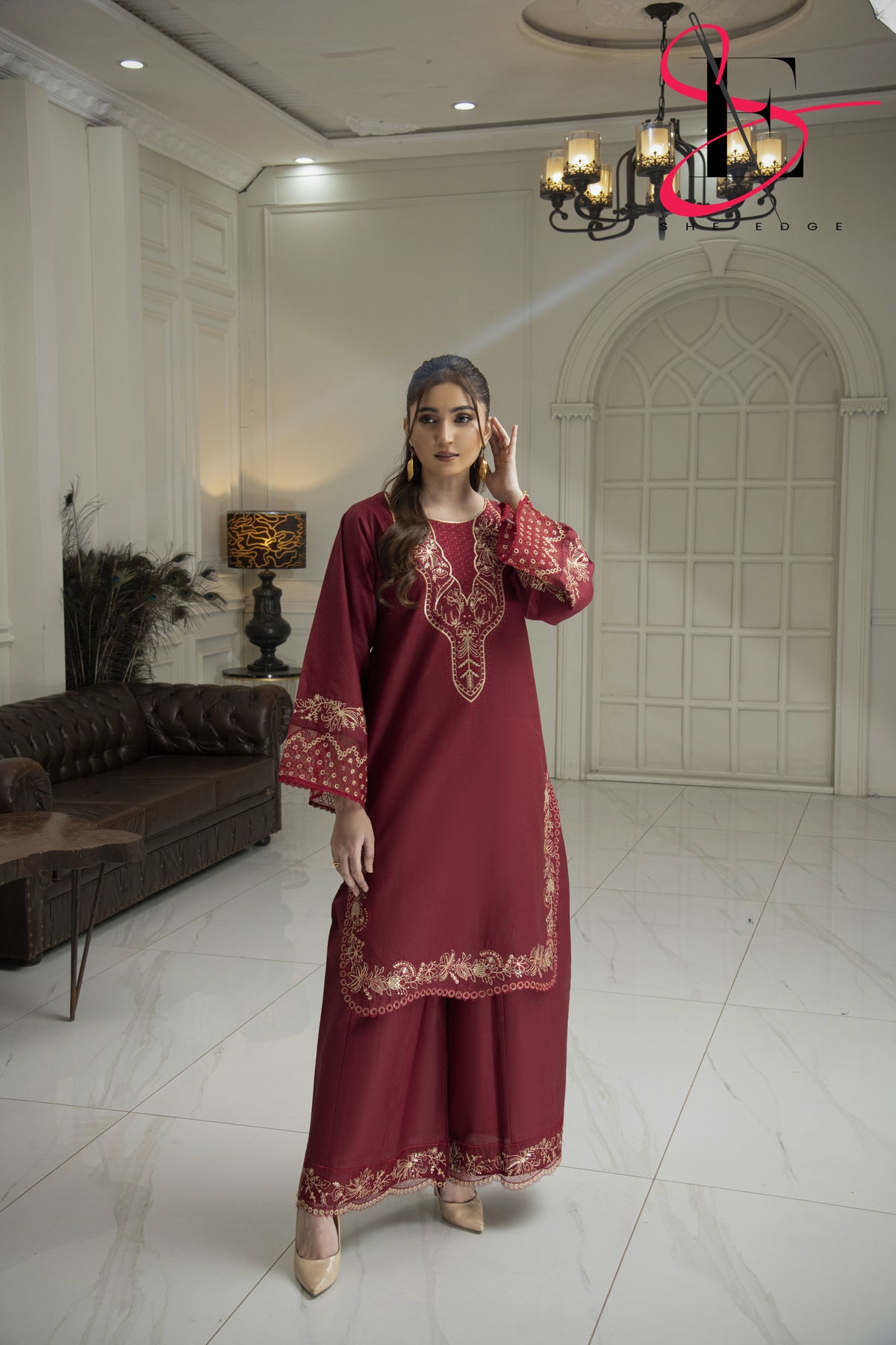 Two Piece Stitched Embroidered Suit -  Winters 2024