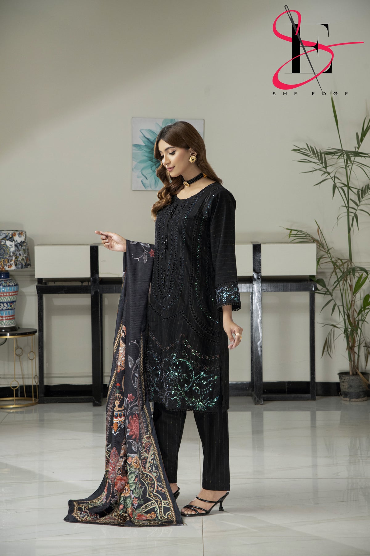 Three Piece Stitched Embroidered Suit - Winters 2024