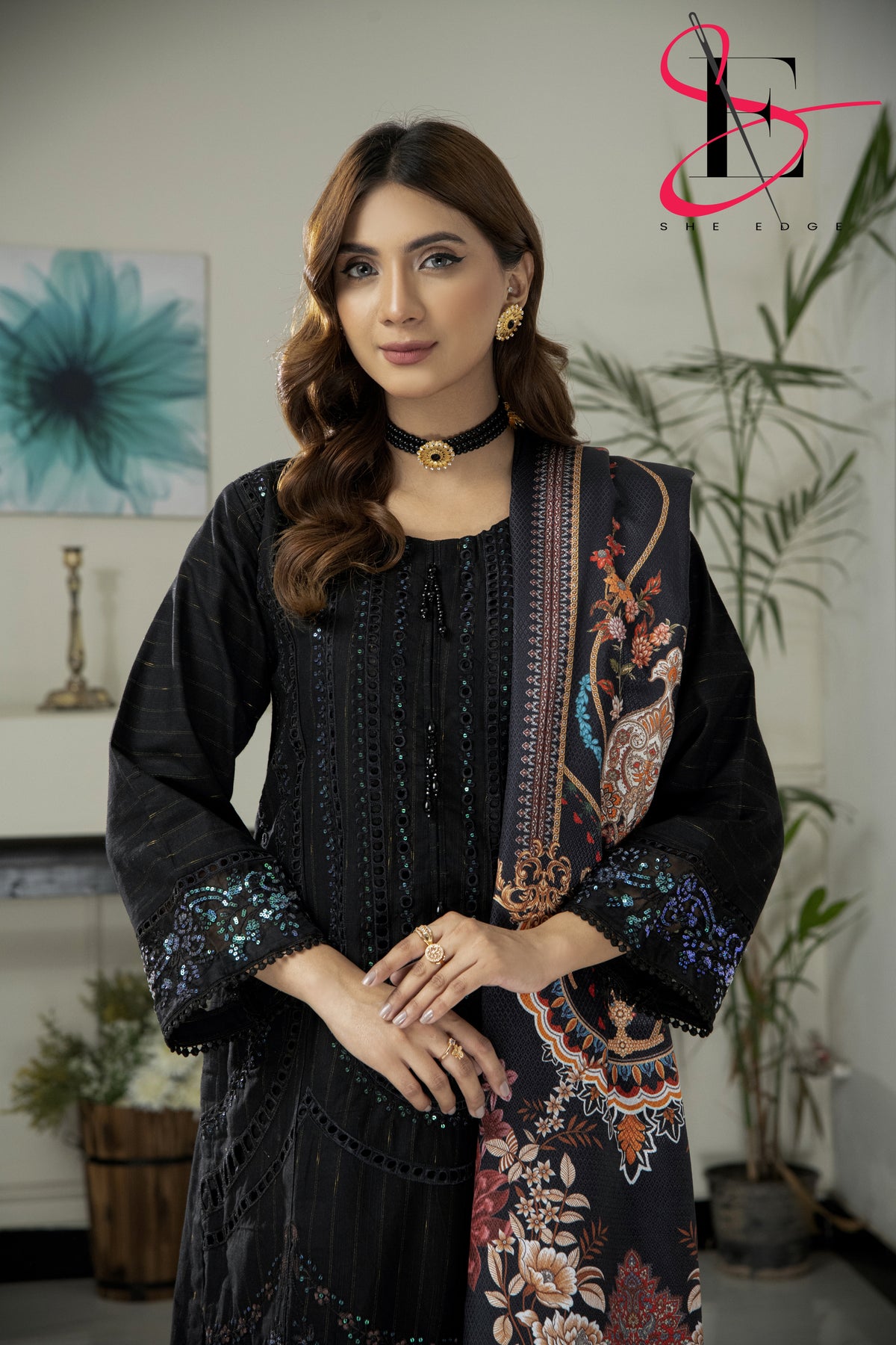 Three Piece Stitched Embroidered Suit - Winters 2024