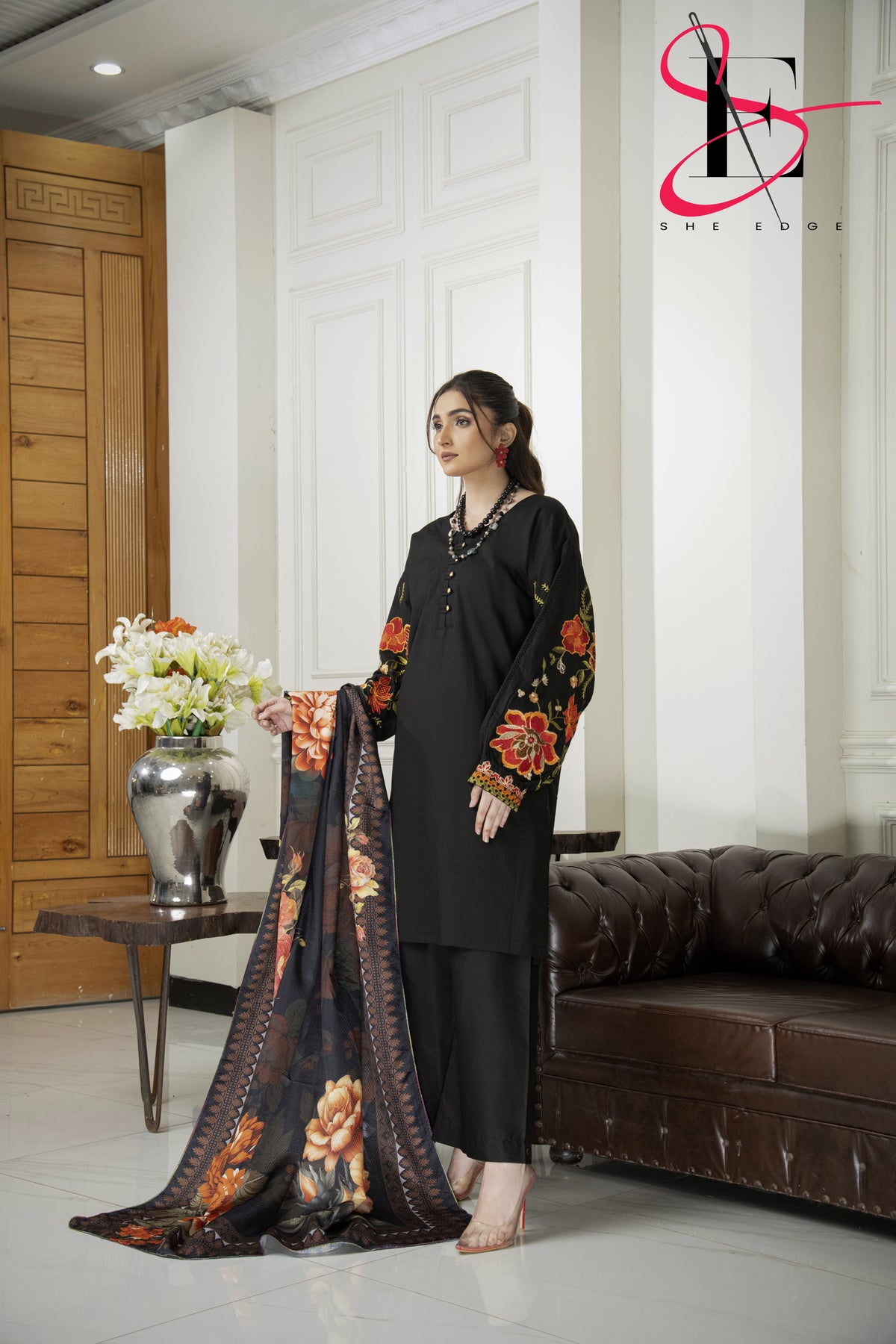 Three Piece Stitched Embroidered Suit - Winters 2024