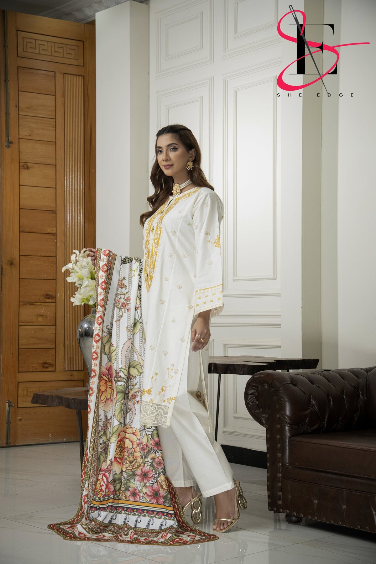 Three Piece Stitched Embroidered Suit - Winters 2024