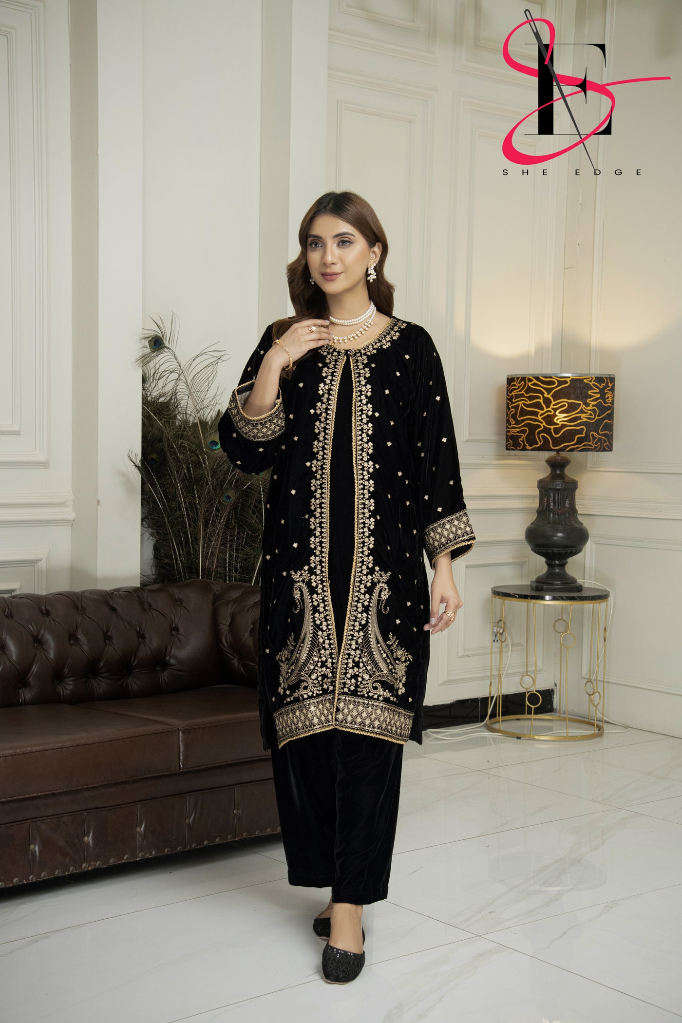 2PC Festive Velvet Dress Embroidered - Winters 2024 Sale 2PC Festive Velvet Dress Embroidered - Winters 2024 Sale