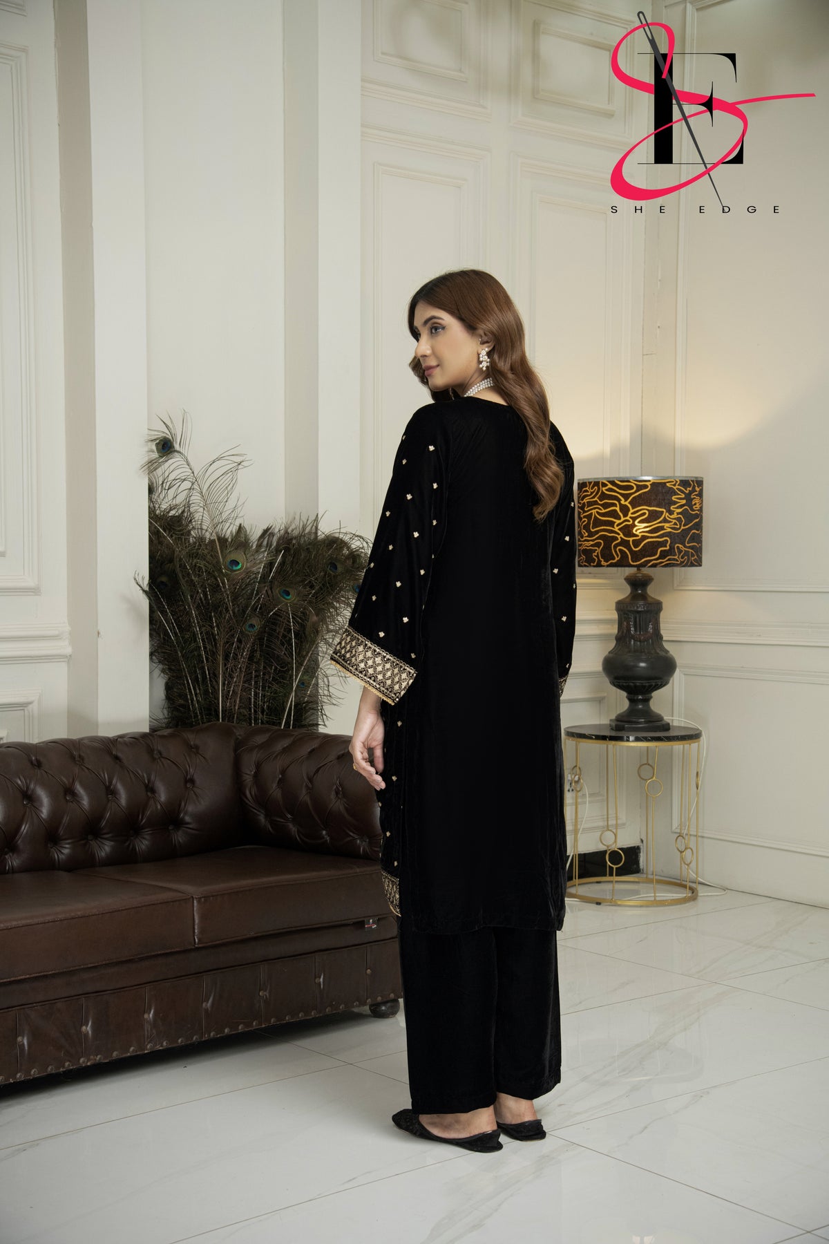 2PC Festive Velvet Dress Embroidered - Winters 2024