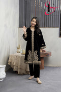 2PC Festive Velvet Dress for Kids - Winters 2024