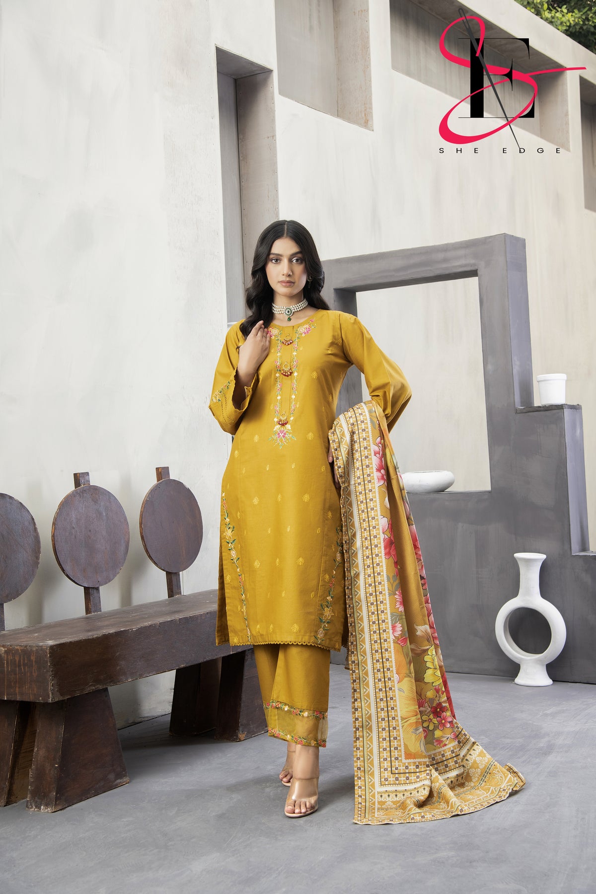 Three Piece Stitched Embroidered Suit - Winters 2024