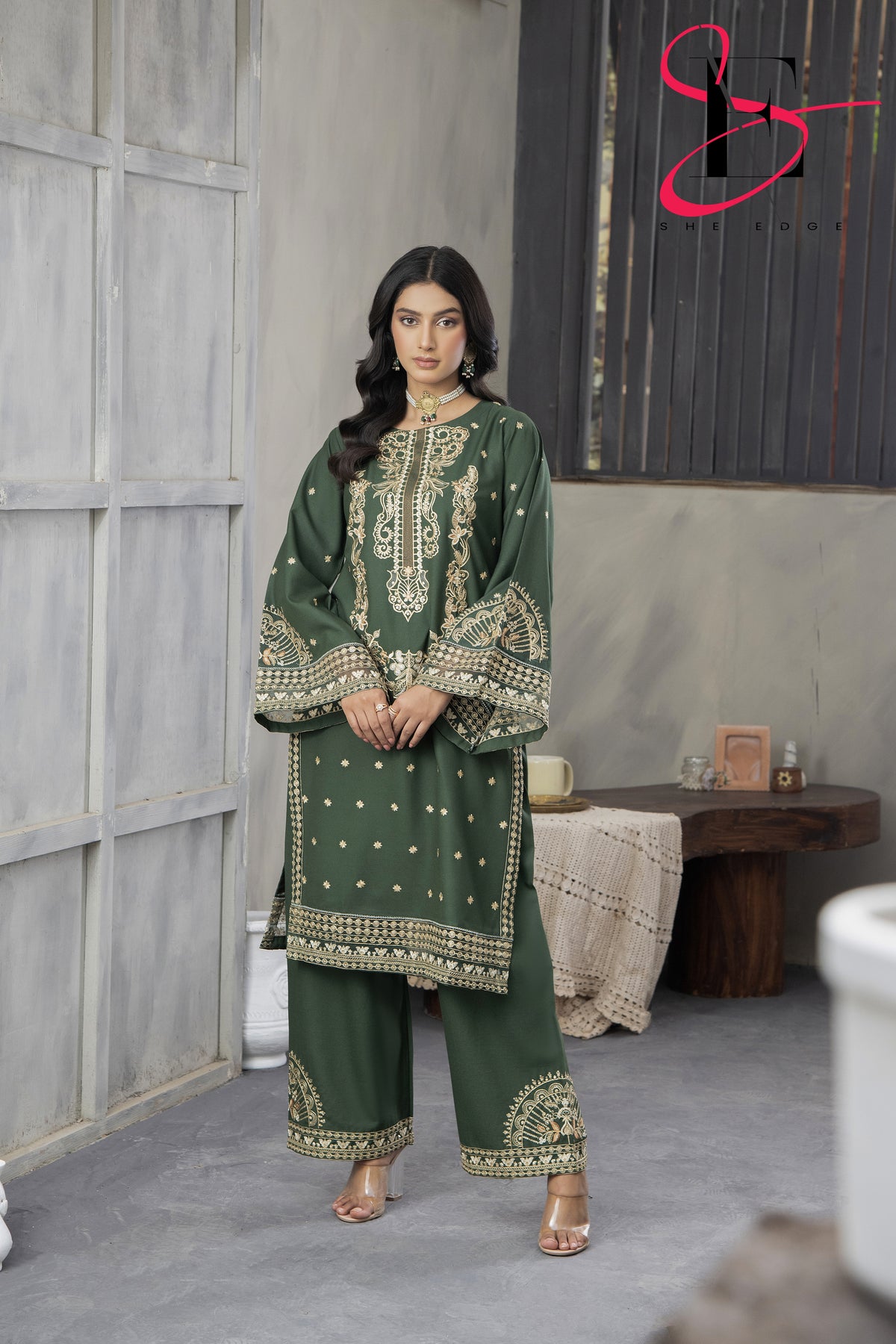 Two Piece Stitched Embroidered Suit -  Winters 2024