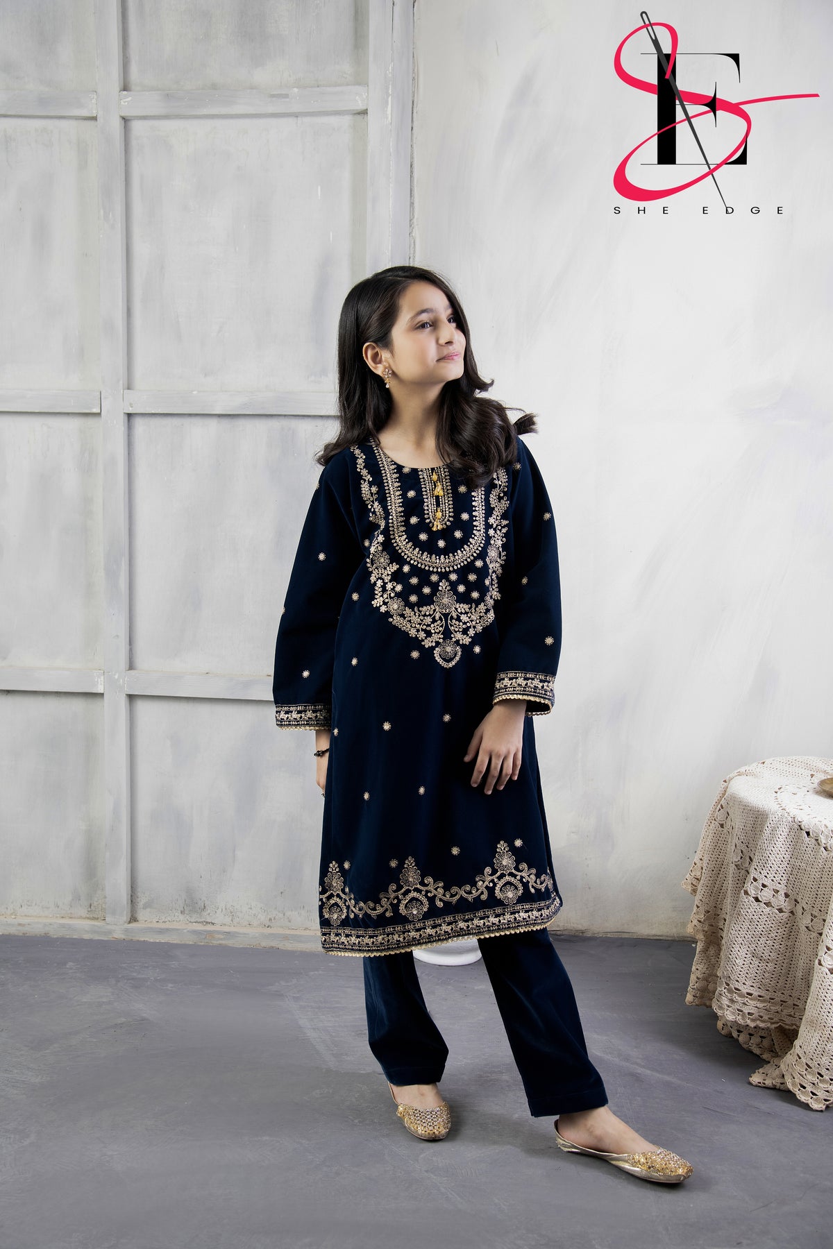 2PC Festive Velvet Dress for Kids - Winters 2024