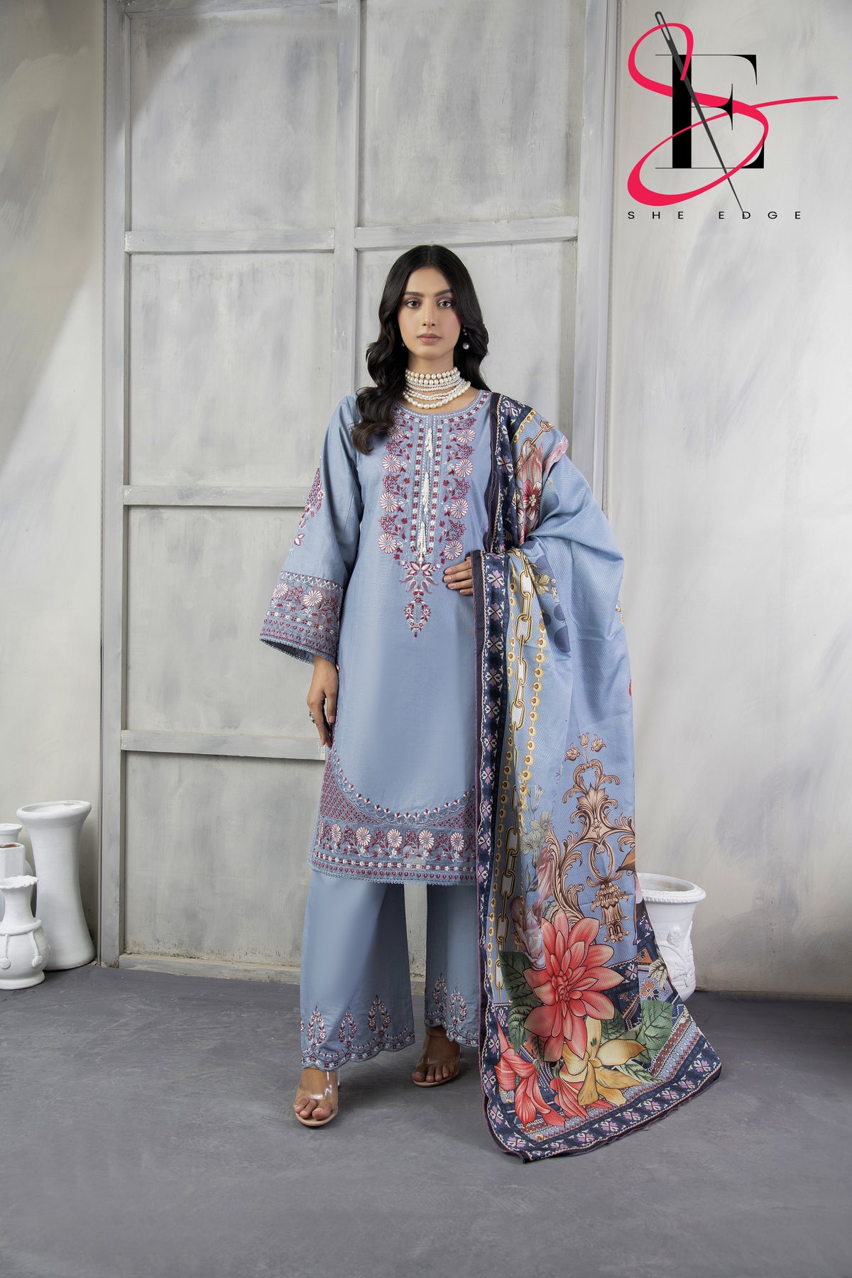 Three Piece Stitched Embroidered Suit - Winters 2024