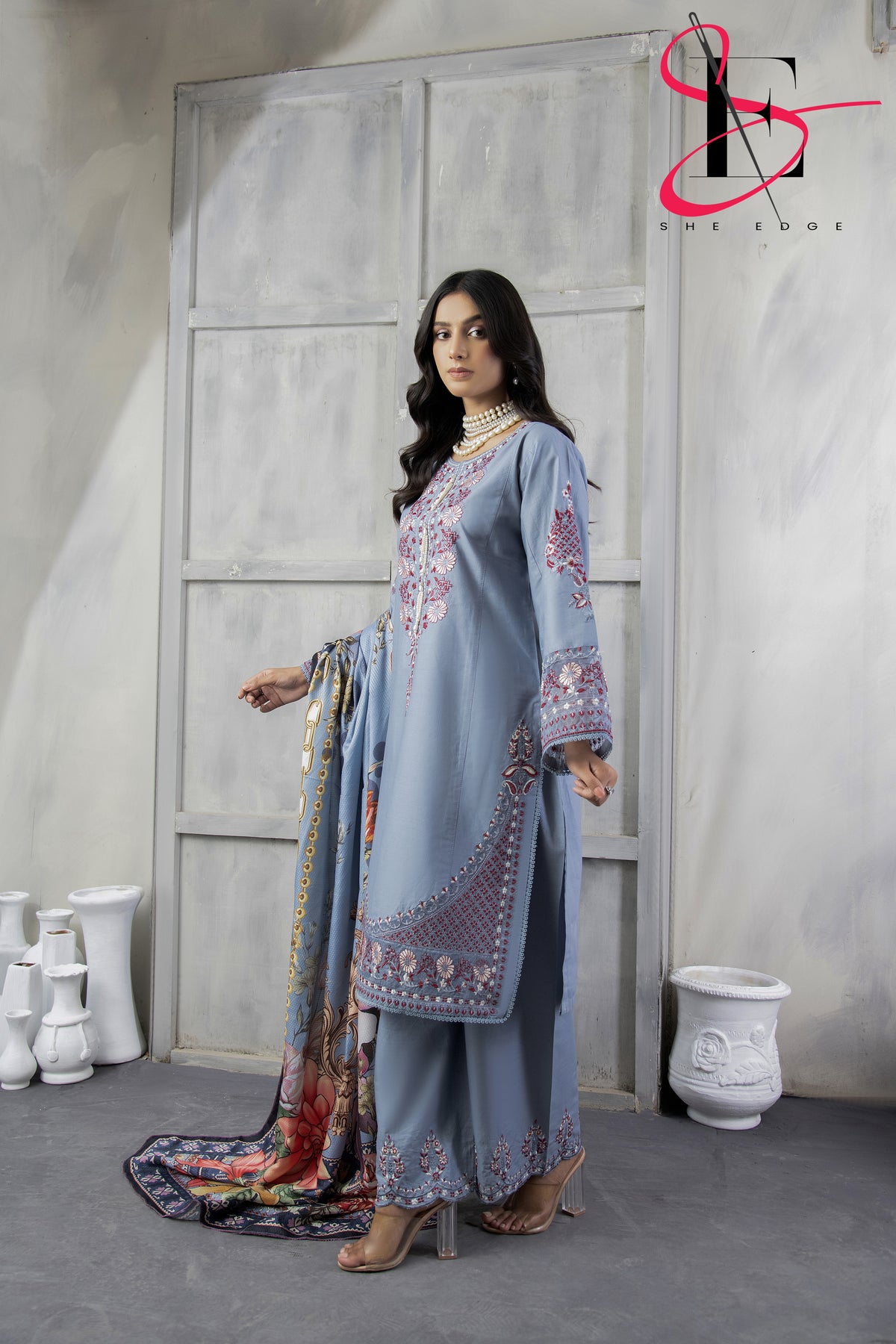 Three Piece Stitched Embroidered Suit - Winters 2024