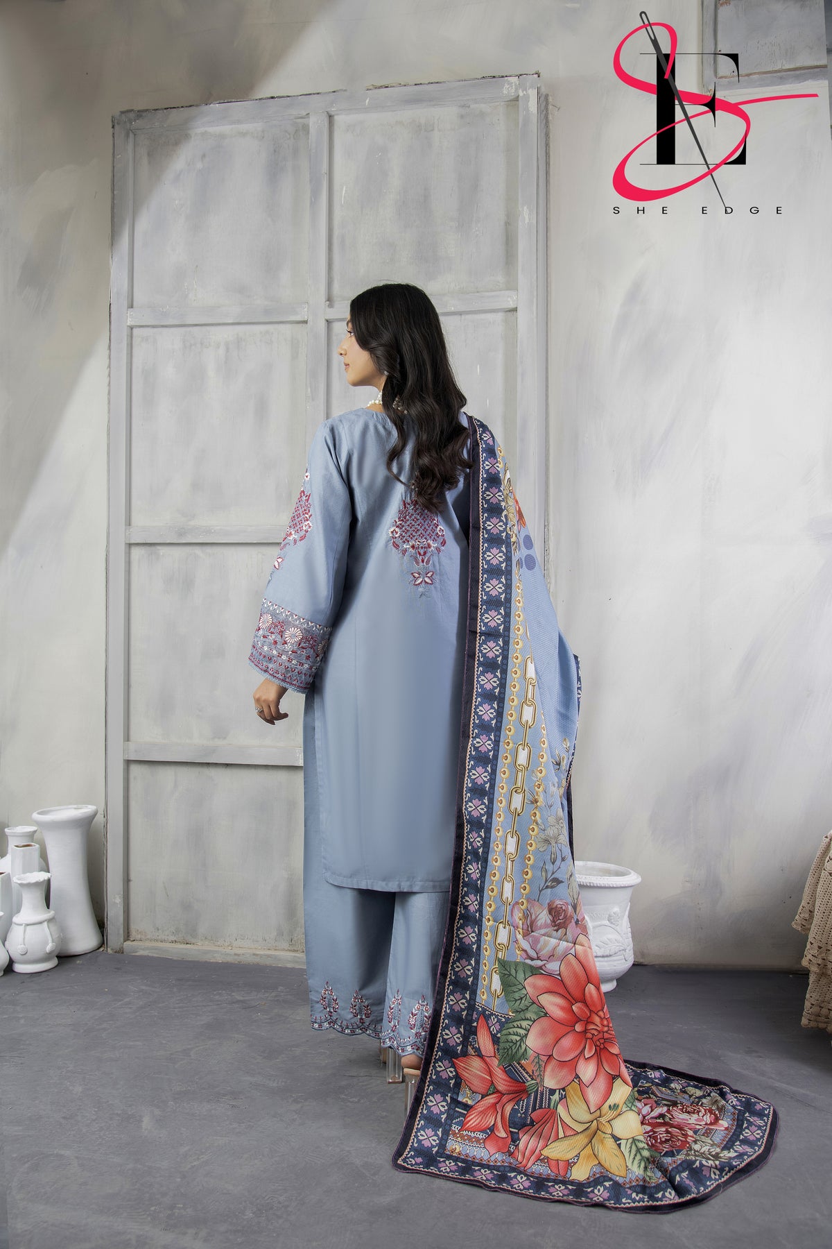 Three Piece Stitched Embroidered Suit - Winters 2024