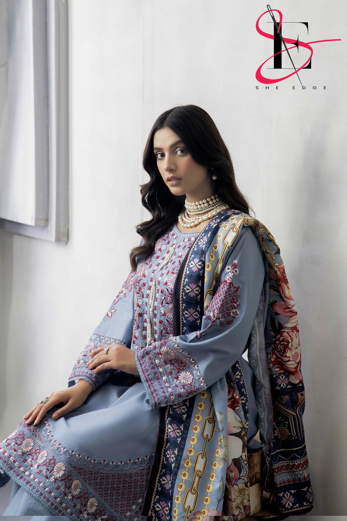 Three Piece Stitched Embroidered Suit - Winters 2024