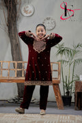 2PC Festive Velvet Dress for Kids - Winters 2024