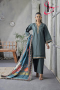 Three Piece Stitched Embroidered Suit - Winters 2024