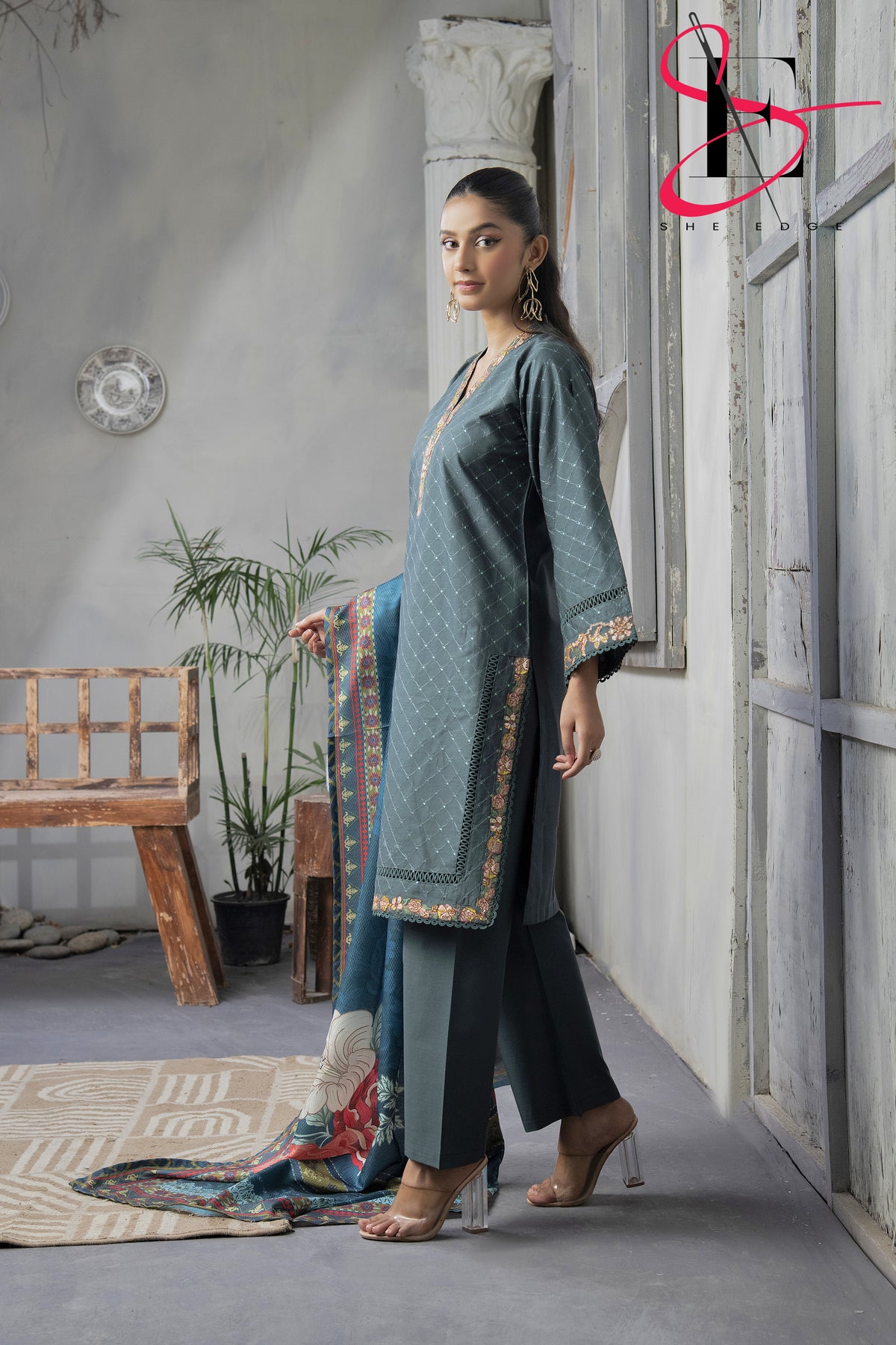 Three Piece Stitched Embroidered Suit - Winters 2024