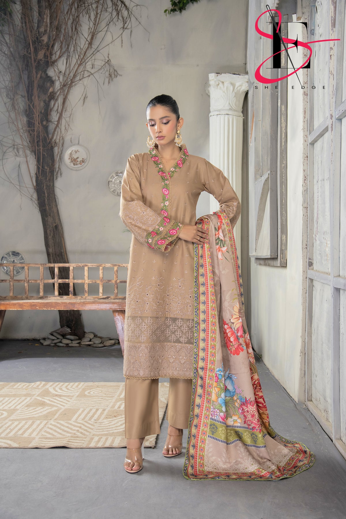 Three Piece Stitched Embroidered Suit - Winters 2024