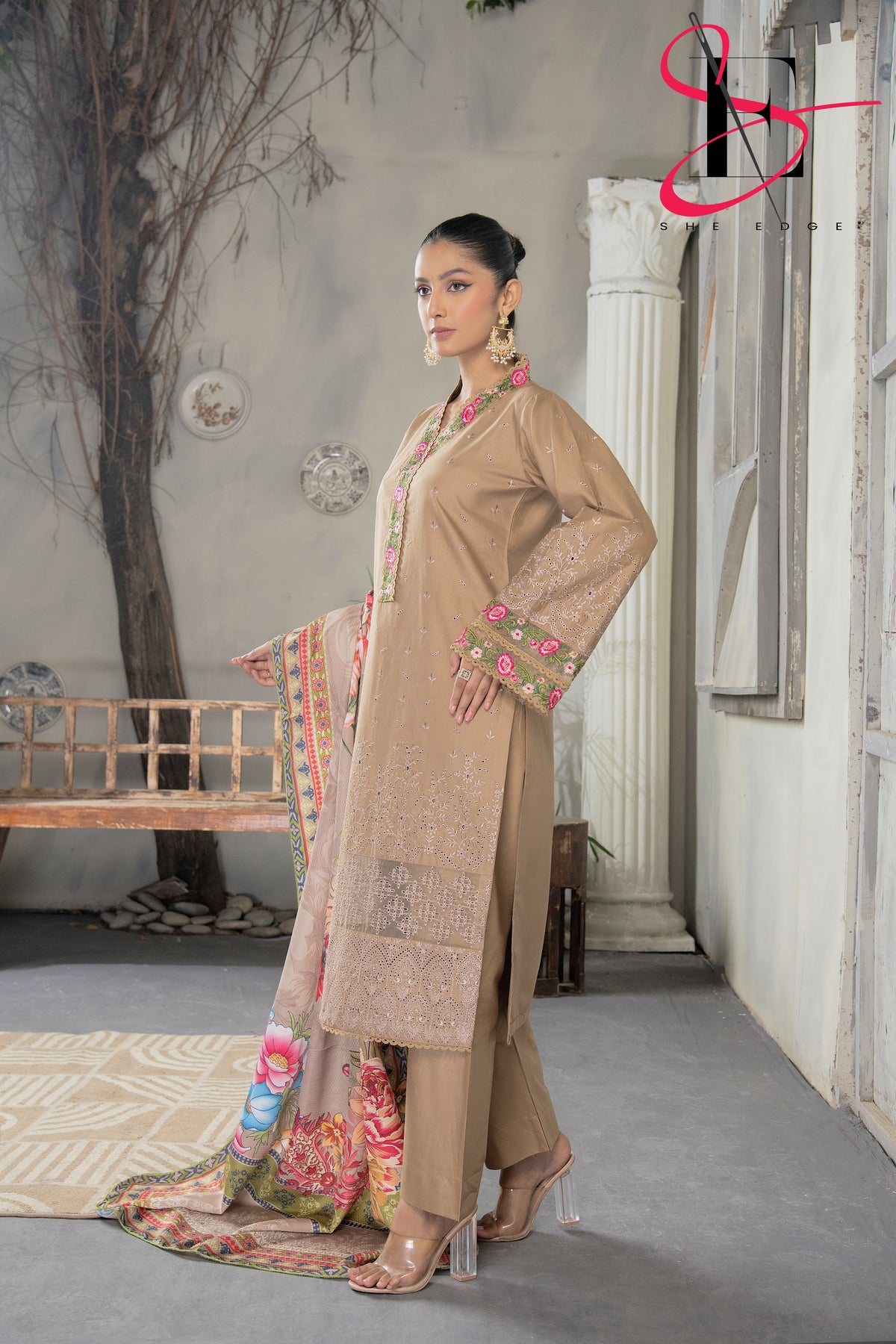 Three Piece Stitched Embroidered Suit - Winters 2024