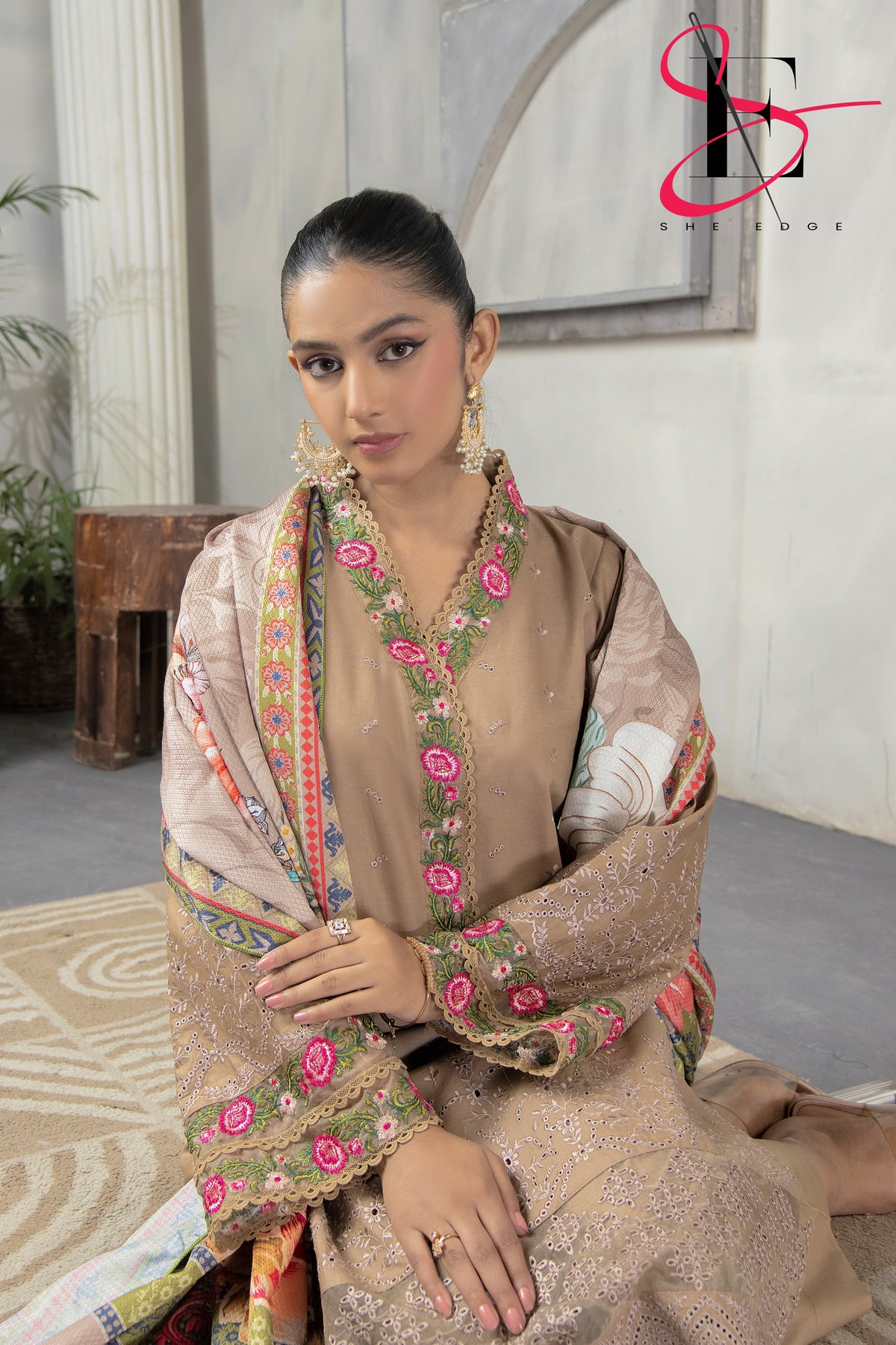 Three Piece Stitched Embroidered Suit - Winters 2024