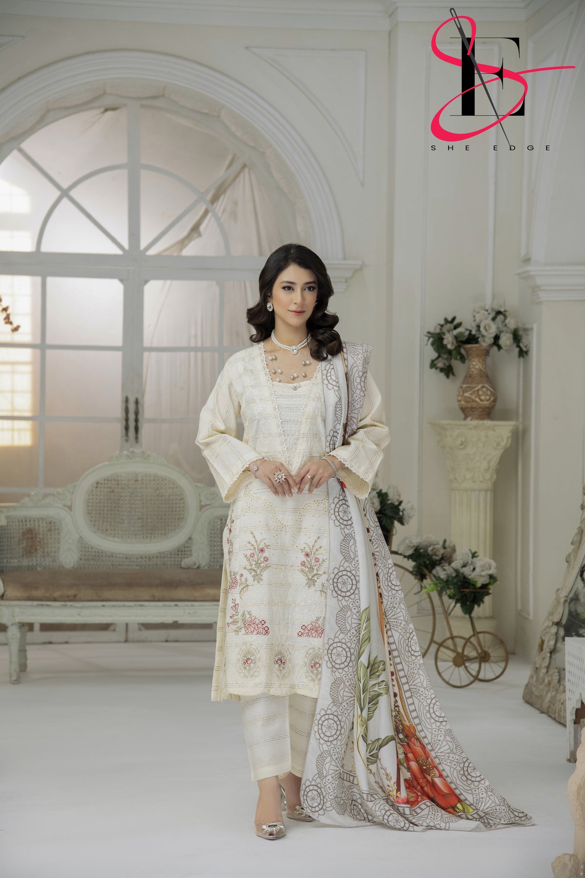 Three Piece Stitched Embroidered Suit - Winters 2024