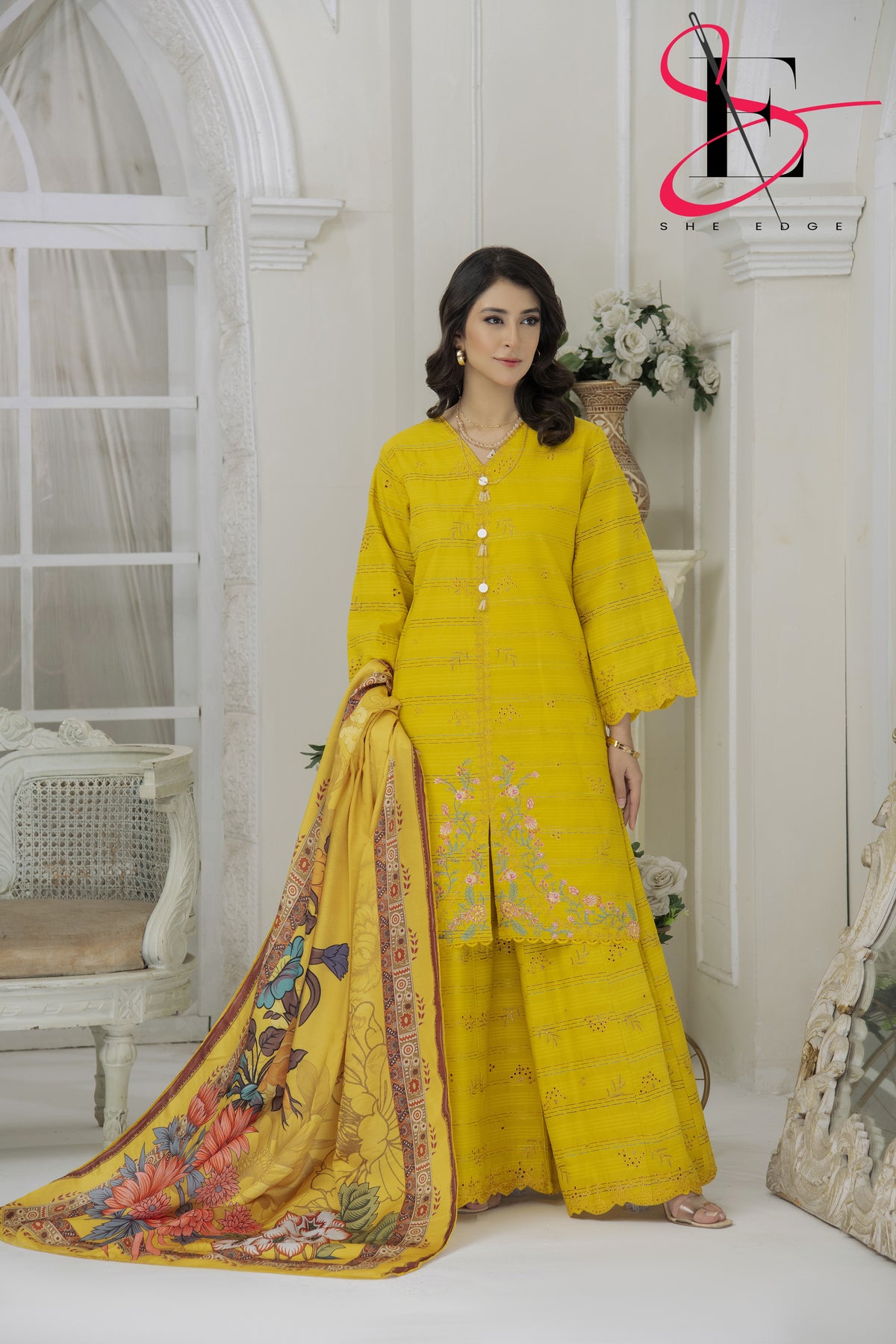 Three Piece Stitched Embroidered Suit - Winters 2024