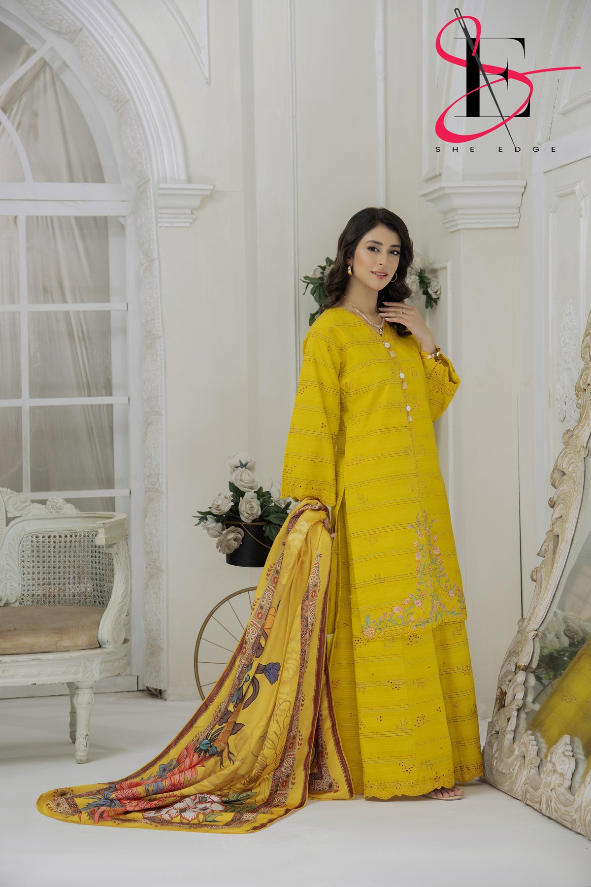 Three Piece Stitched Embroidered Suit - Winters 2024