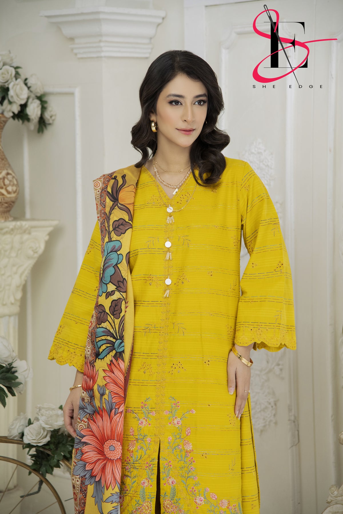 Three Piece Stitched Embroidered Suit - Winters 2024