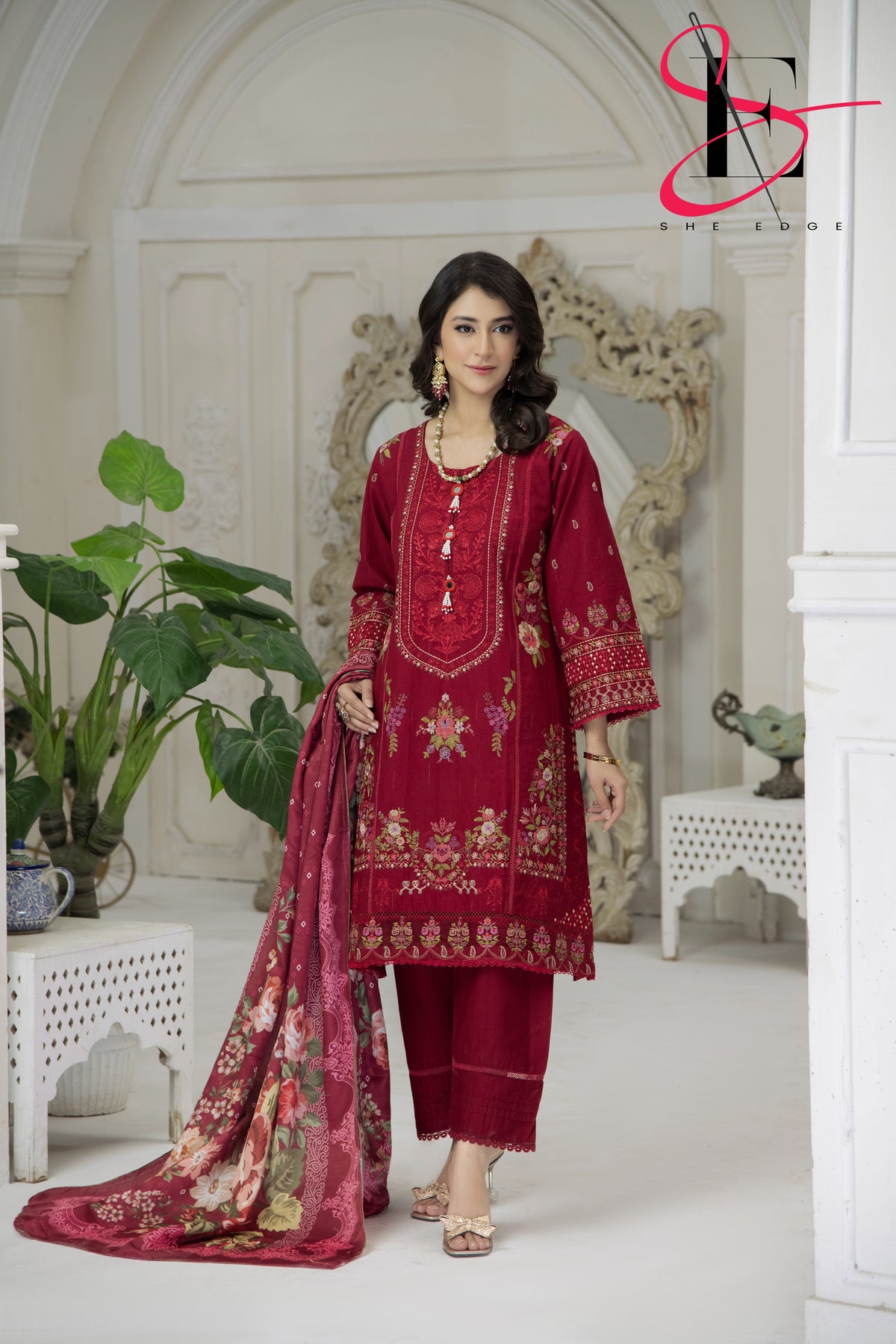 Three Piece Stitched Embroidered Suit - Winters 2024