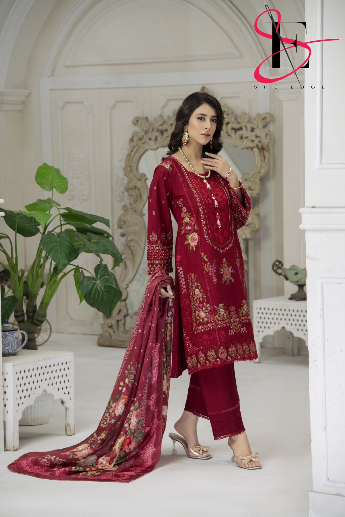 Three Piece Stitched Embroidered Suit - Winters 2024