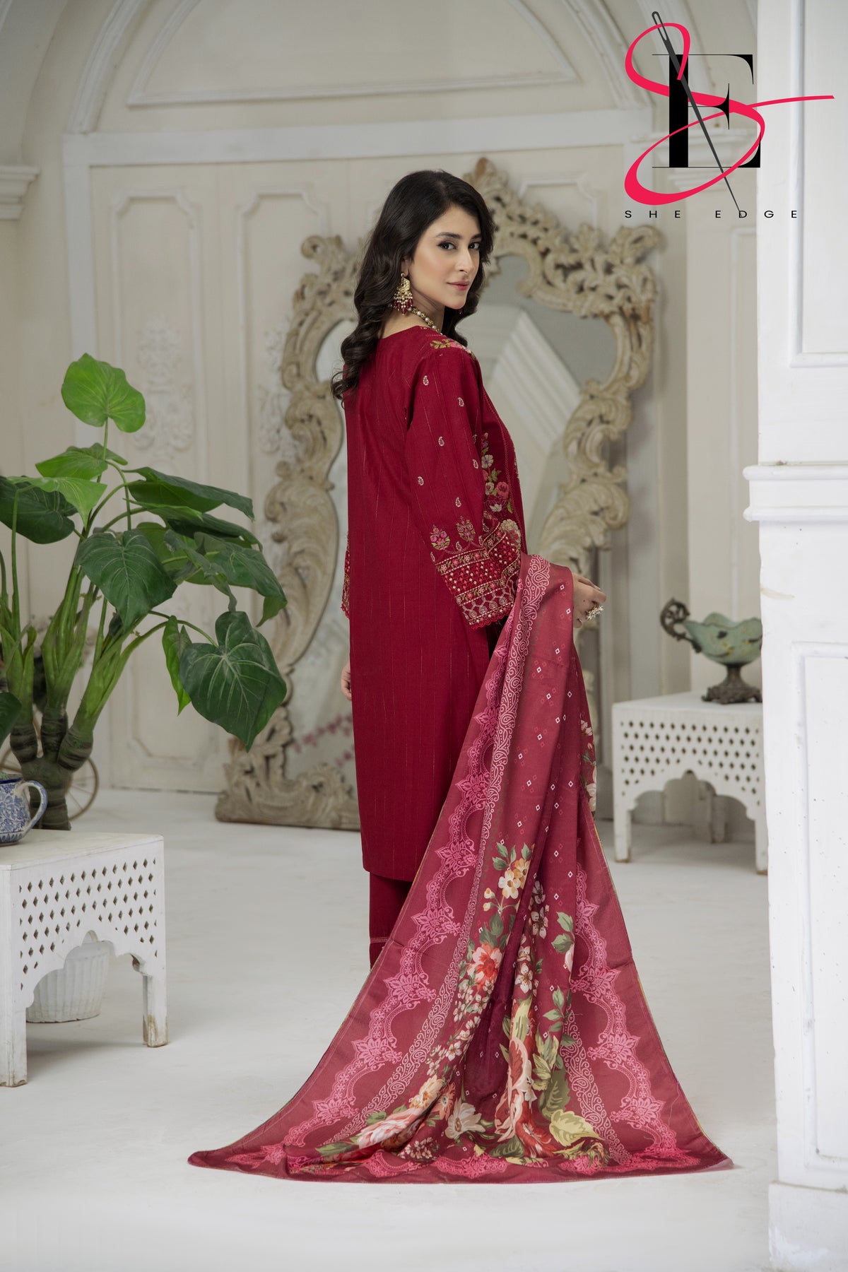 Three Piece Stitched Embroidered Suit - Winters 2024