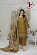 Three Piece Stitched Embroidered Suit - Winters 2024