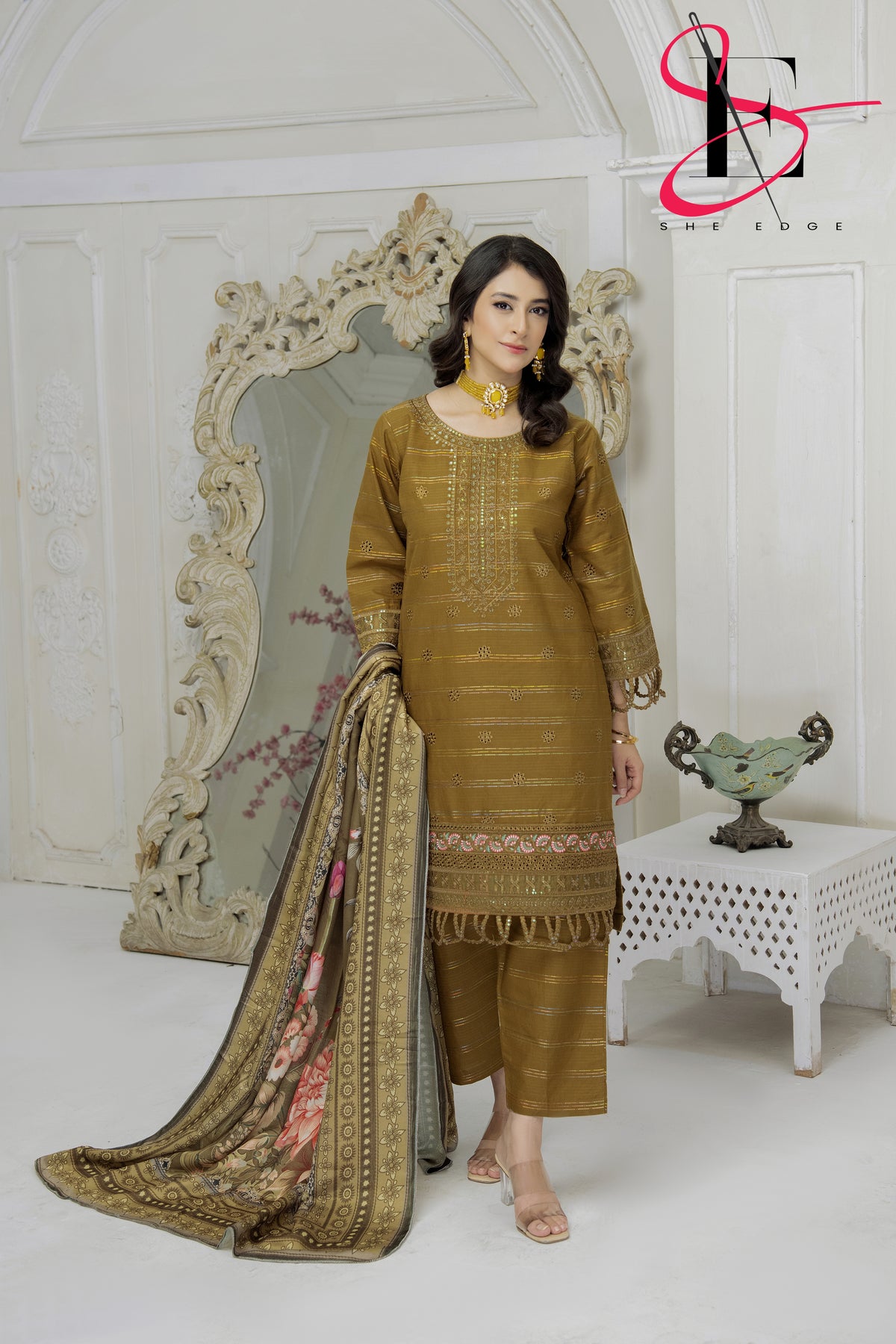 Three Piece Stitched Embroidered Suit - Winters 2024