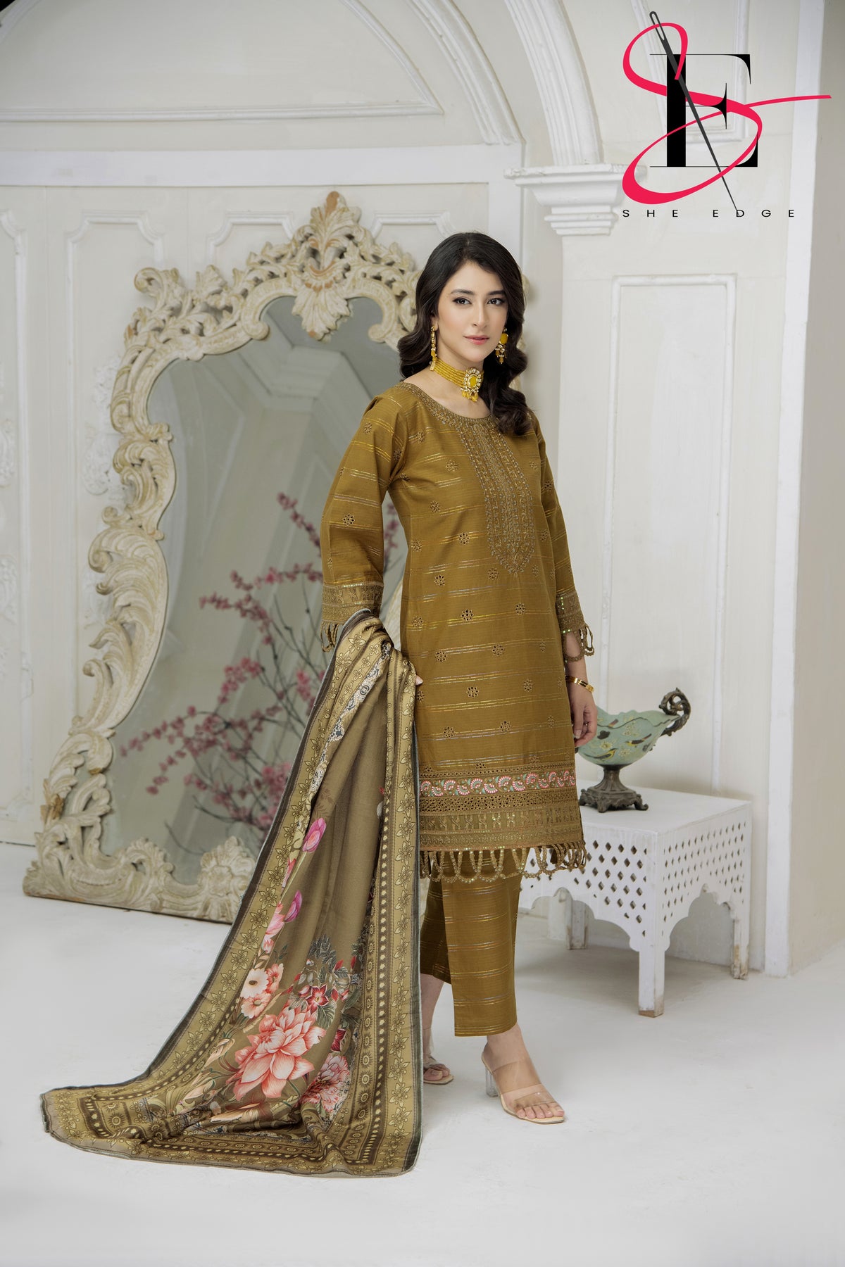 Three Piece Stitched Embroidered Suit - Winters 2024