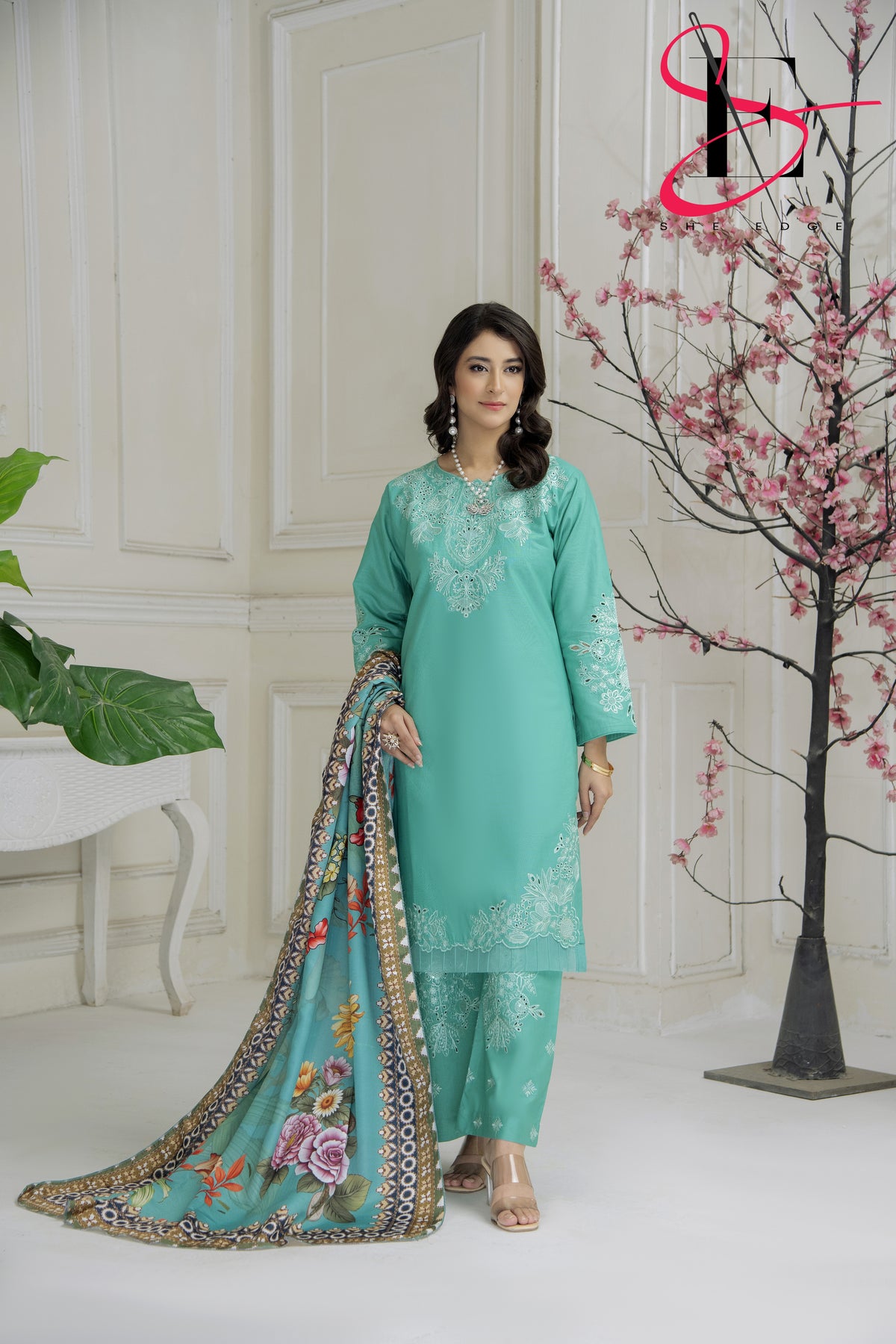 Three Piece Stitched Embroidered Suit - Winters 2024