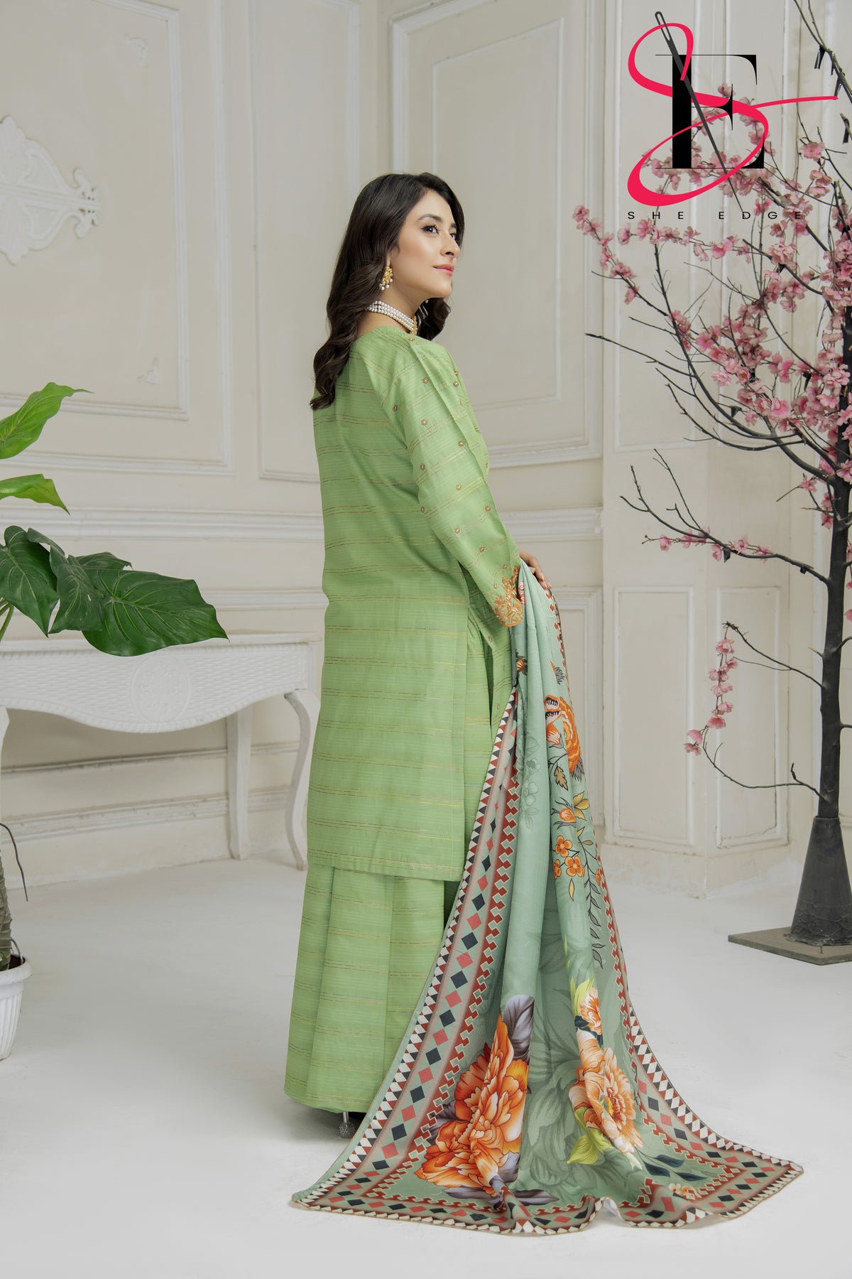 Three Piece Stitched Embroidered Suit - Winters 2024