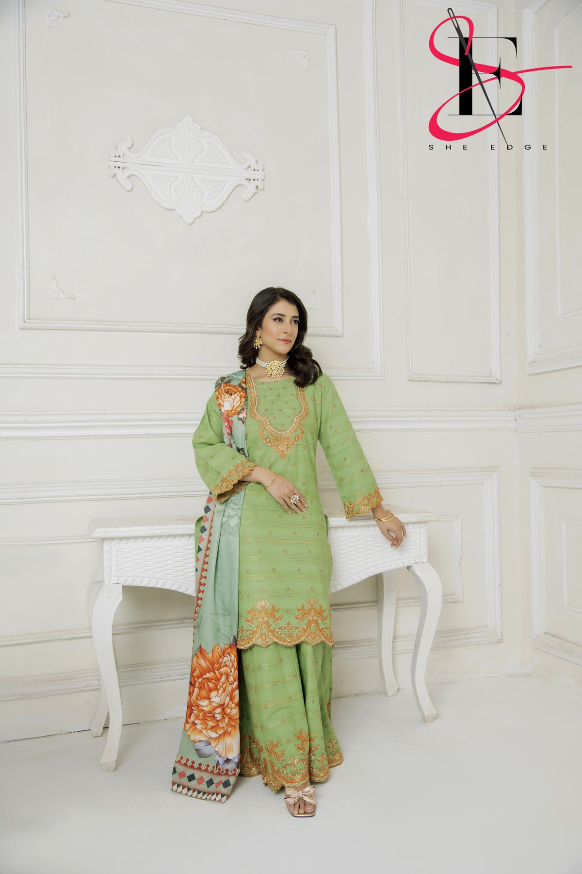 Three Piece Stitched Embroidered Suit - Winters 2024