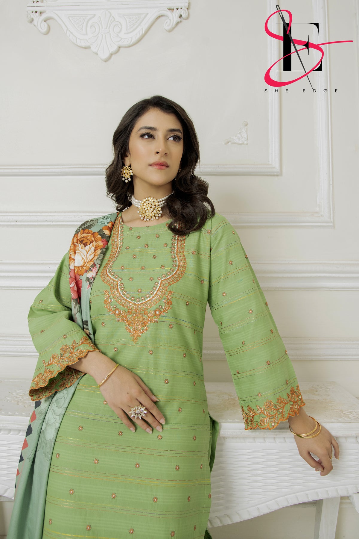 Three Piece Stitched Embroidered Suit - Winters 2024