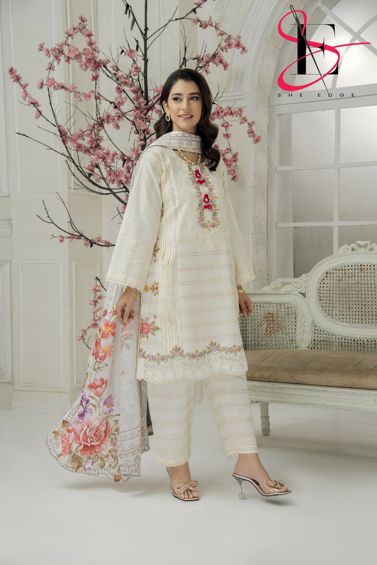 Three Piece Stitched Embroidered Suit - Winters 2024