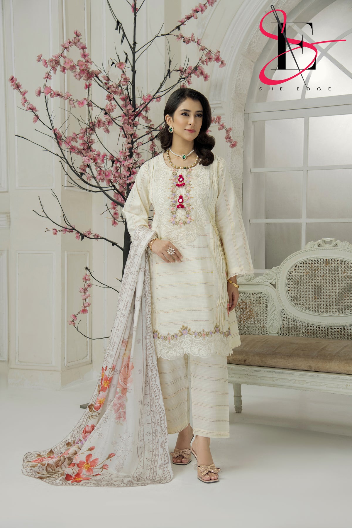 Three Piece Stitched Embroidered Suit - Winters 2024