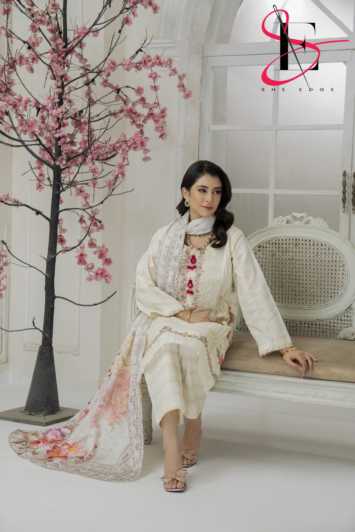 Three Piece Stitched Embroidered Suit - Winters 2024