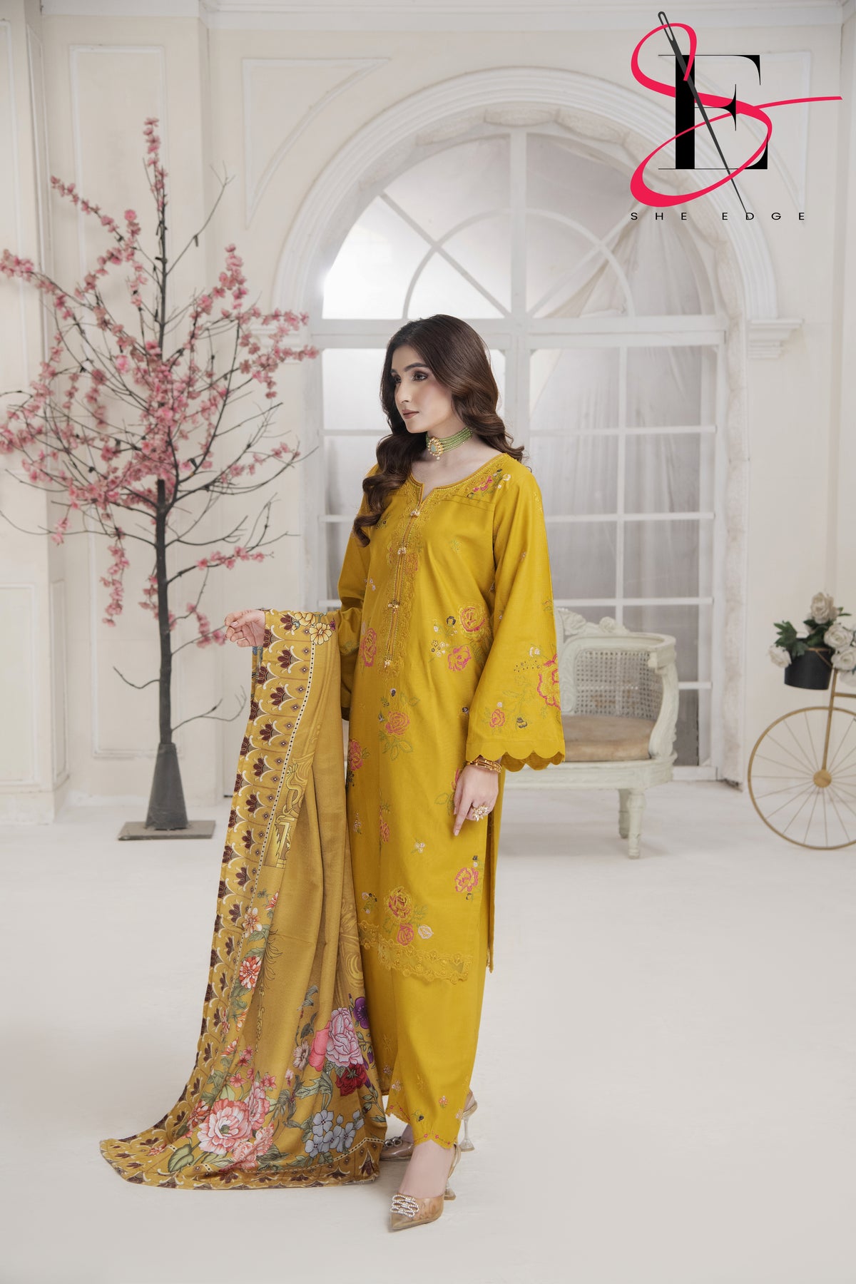 Three Piece Stitched Embroidered Suit - Winters 2024