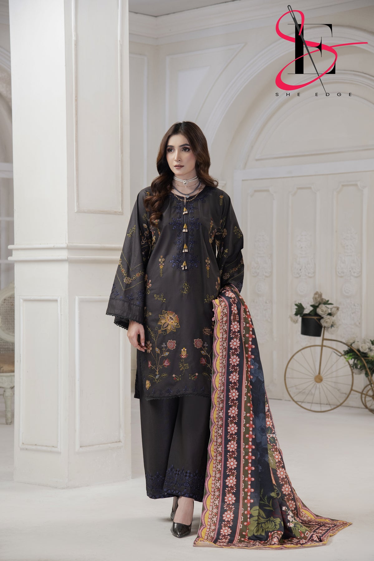 Three Piece Stitched Embroidered Suit - Winters 2024