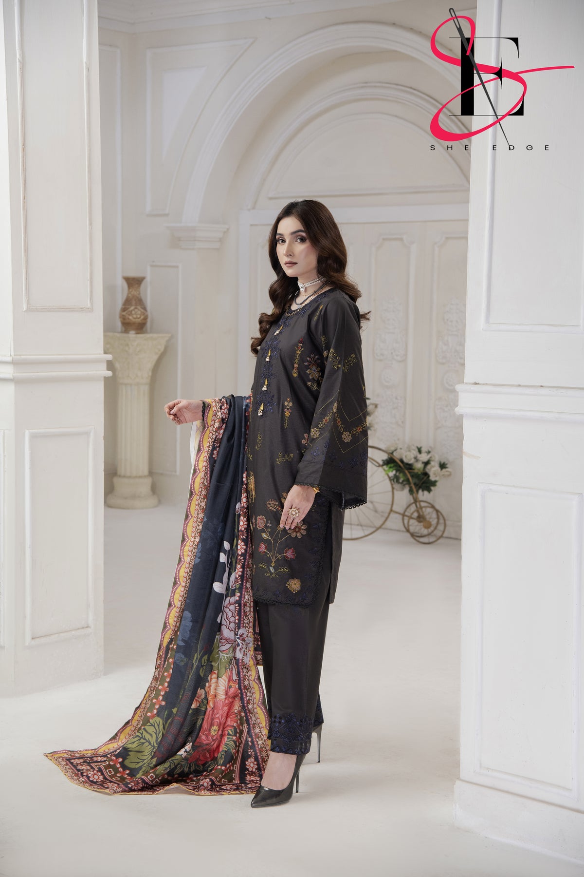 Three Piece Stitched Embroidered Suit - Winters 2024