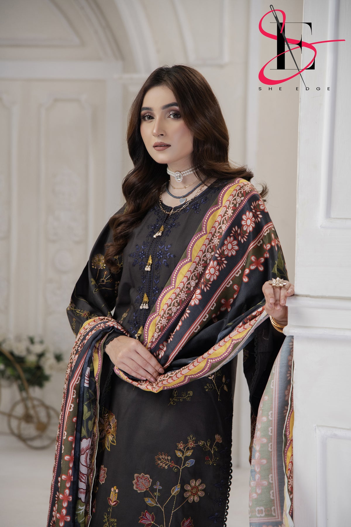 Three Piece Stitched Embroidered Suit - Winters 2024