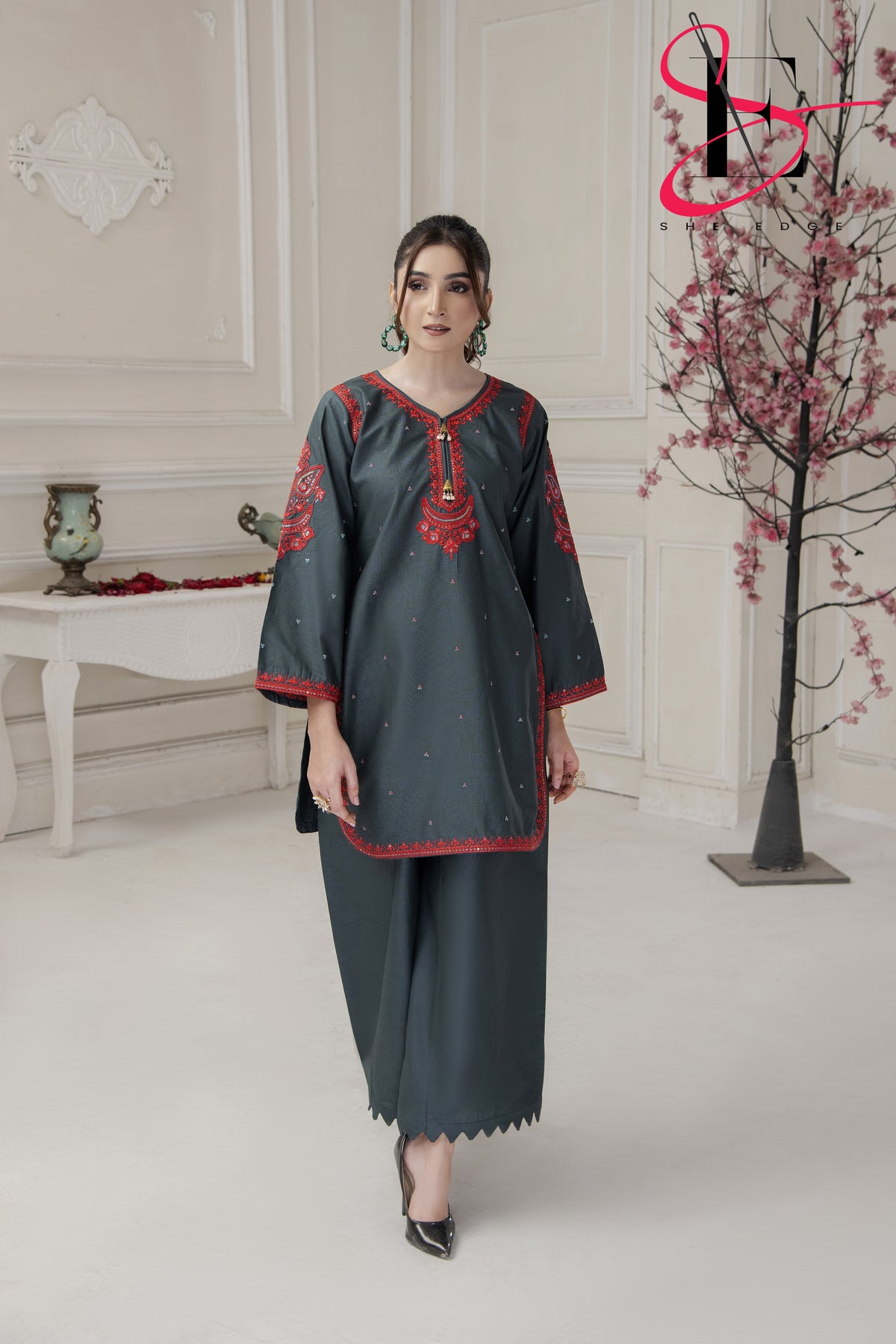 Two Piece Stitched Embroidered Suit -  Winters 2024